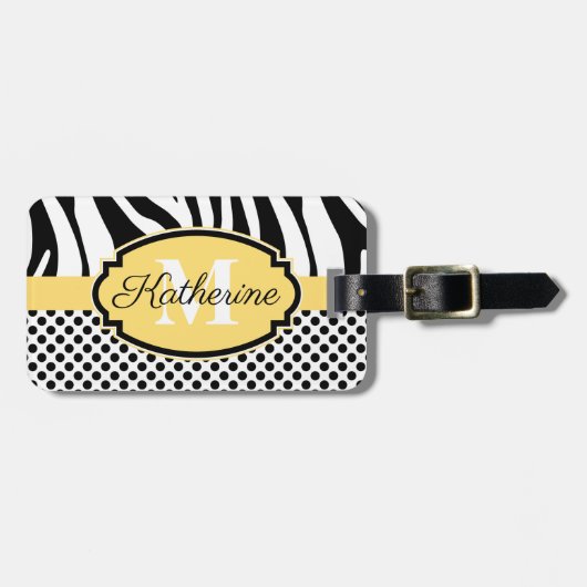 Zebra Print- und Dots-Muster Gepäckanhänger (Vorderseite horizontal)