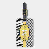 Zebra Print- und Dots-Muster Gepäckanhänger (Vorderseite vertikal)