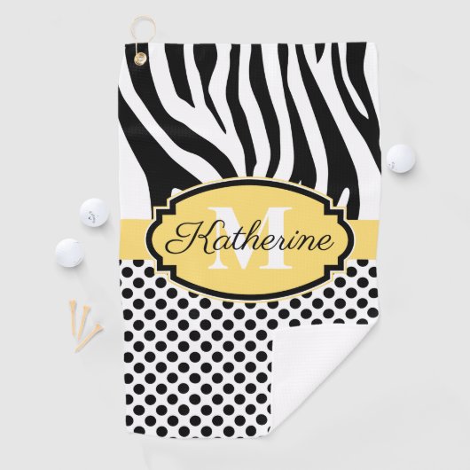 Zebra Print- und Dots-Muster Golfhandtuch (Insitu)