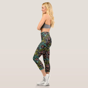 Zebra Print und Grau Capri Leggings