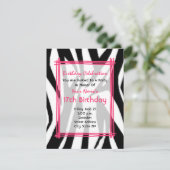 Zebra Print und Hot-Pink Mode Geburtstag Einladung (Stehend Vorderseite)