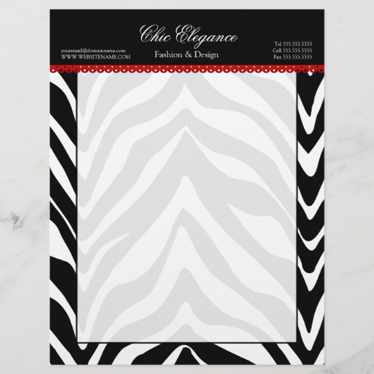 Zebra Print und Red Lace Briefkopf (Vorderseite)