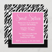 Zebra Print und Rosa Einladung (Vorne/Hinten)