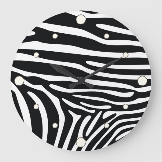 Zebra Print Wall Clock Große Wanduhr (Vorderseite)