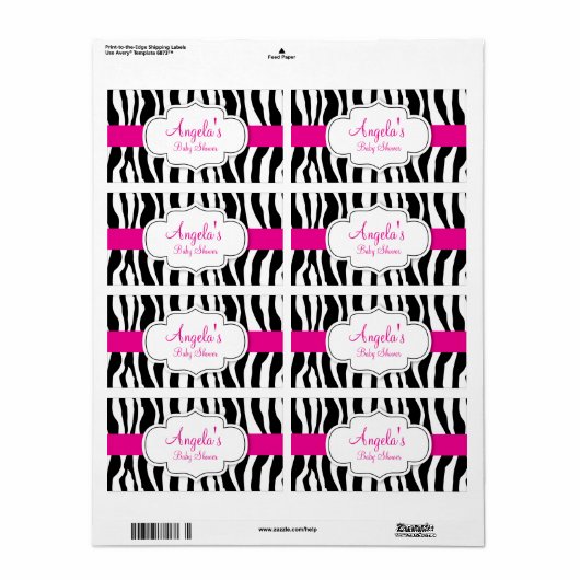 Zebra Print Water Bottle Labels (Vorne)