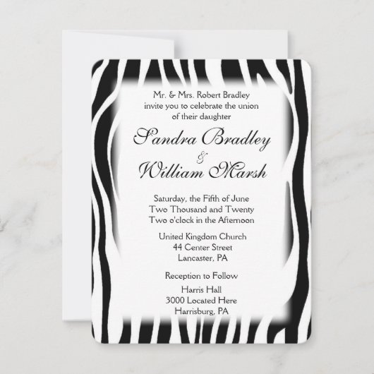 Zebra Print Wedding Einladung (Vorderseite)