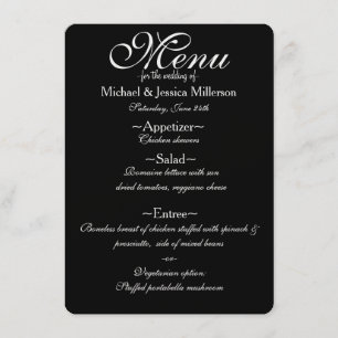 Zebra Print Wedding Menu für Schwarz und Gold Glit Menükarte