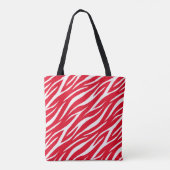 Zebra Print White and Red Niedlich Modern Xmas Mus Tasche (Rückseite)