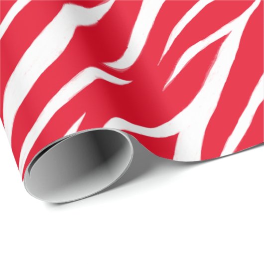 Zebra Print White Red Niedlich Modern Xmas Muster Geschenkpapier (Rolleneckpunkt)