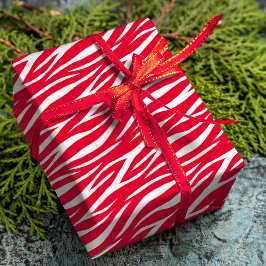 Zebra Print White Red Niedlich Modern Xmas Muster Geschenkpapier