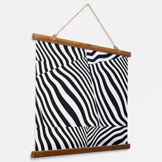 Zebra Print Wood Topped Wandteppich Mit Holzrahmen (Gewinkelt)
