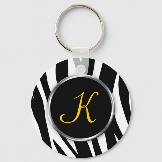 Zebra Print : Yellow Monogram : Schlüsselanhänger (Vorderseite)