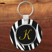 Zebra Print : Yellow Monogram : Schlüsselanhänger (Vorderseite)