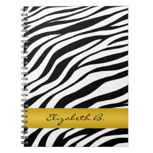 Zebra Print Yellow Strip Personalisiertes Notebook Notizblock