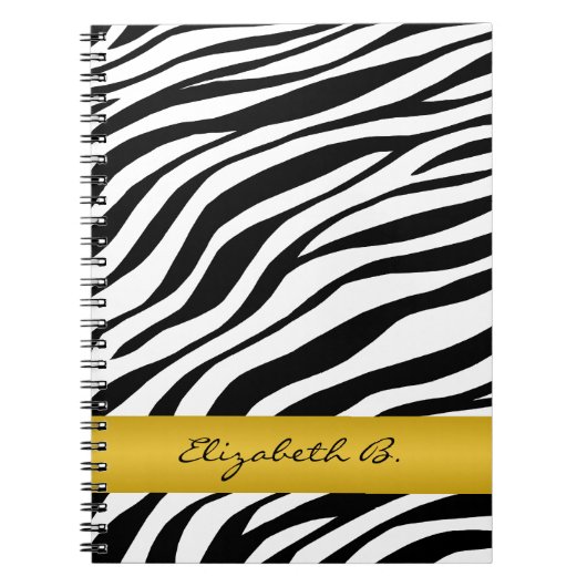 Zebra Print Yellow Strip Personalisiertes Notebook Notizblock (Vorderseite)