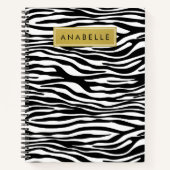 Zebra Print, Zebra, Schwarz und Weiß, Ihr Name Notizblock (Vorderseite)