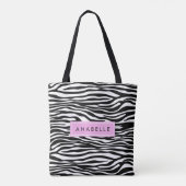 Zebra Print, Zebra, Schwarz und Weiß, Ihr Name Tasche (Rückseite)