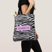 Zebra Print, Zebra, Schwarz und Weiß, Ihr Name Tasche (Von Nahem)