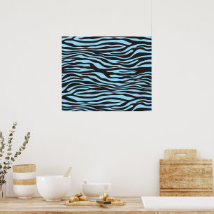 Zebra Print, Zebra Stripes, Blue Zebra, Dschungel Poster