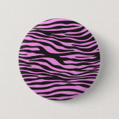 Zebra Print, Zebra Stripes, Rosa Zebra, Dschungel Button (Vorderseite)