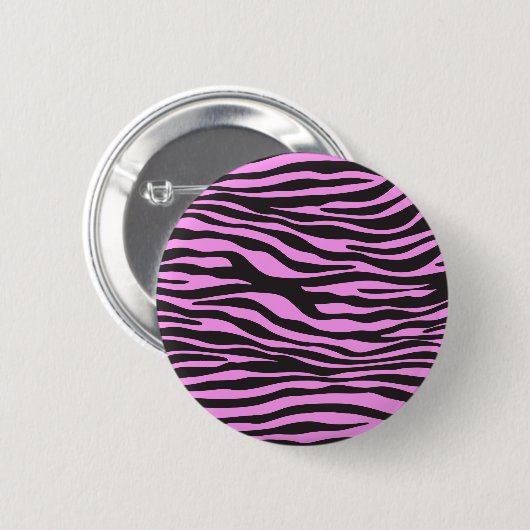 Zebra Print, Zebra Stripes, Rosa Zebra, Dschungel Button (Vorne & Hinten)