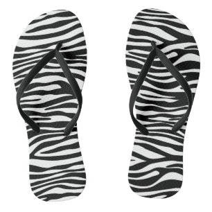 Zebra Print, Zebrastreifen, schwarz und weiß Badesandalen