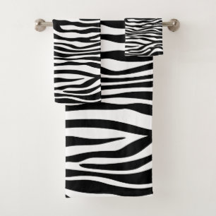 Zebra Print, Zebrastreifen, schwarz und weiß Badhandtuch Set