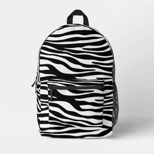 Zebra Print, Zebrastreifen, schwarz und weiß Bedruckter Rucksack (Vorderseite)