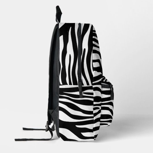 Zebra Print, Zebrastreifen, schwarz und weiß Bedruckter Rucksack (Links)