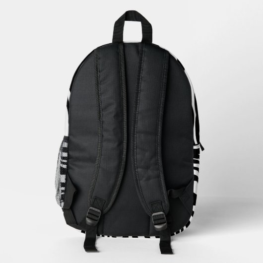Zebra Print, Zebrastreifen, schwarz und weiß Bedruckter Rucksack (Rückseite)