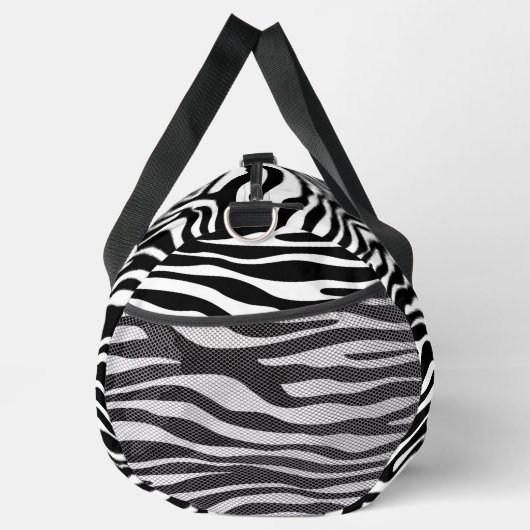 Zebra Print, Zebrastreifen, schwarz und weiß Duffle Bag (Rechts)