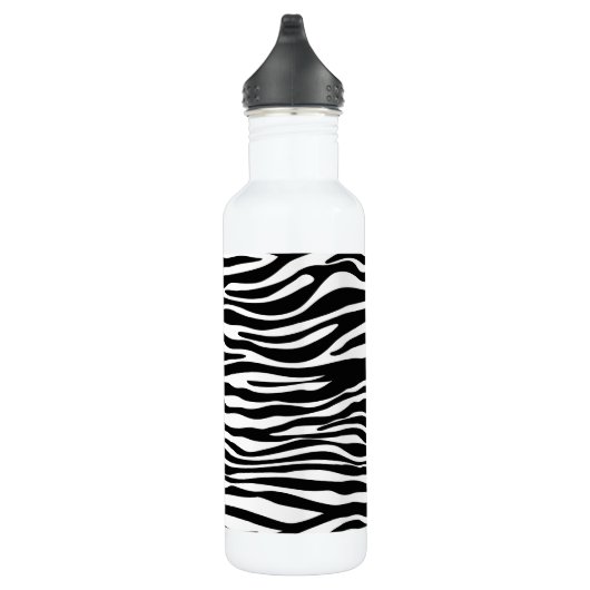 Zebra Print, Zebrastreifen, schwarz und weiß Edelstahlflasche (Rechts)
