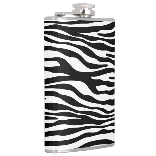 Zebra Print, Zebrastreifen, schwarz und weiß Flachmann (Rechts)