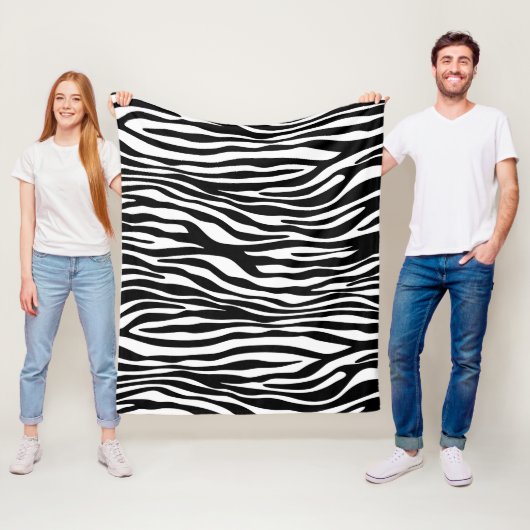 Zebra Print, Zebrastreifen, schwarz und weiß Fleecedecke (Beispiel)