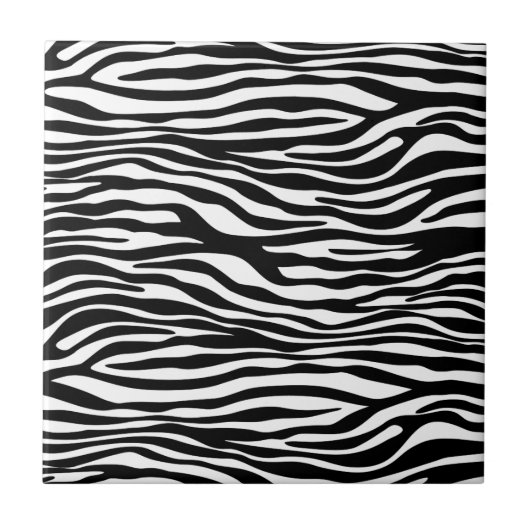 Zebra Print, Zebrastreifen, schwarz und weiß Fliese (Vorderseite)