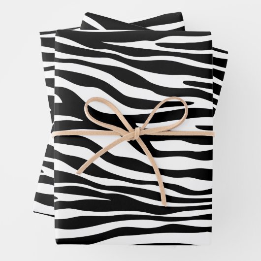Zebra Print, Zebrastreifen, schwarz und weiß Geschenkpapier Set (Beispiel)