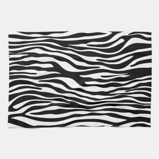 Zebra Print, Zebrastreifen, schwarz und weiß Geschirrtuch (Horizontal)