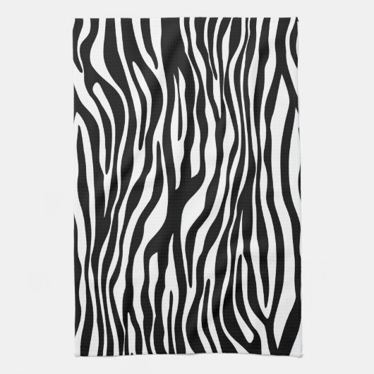 Zebra Print, Zebrastreifen, schwarz und weiß Geschirrtuch (Vertikal)