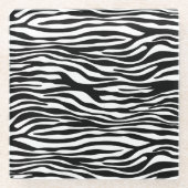 Zebra Print, Zebrastreifen, schwarz und weiß Glasuntersetzer (Vorderseite)