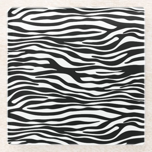 Zebra Print, Zebrastreifen, schwarz und weiß Glasuntersetzer (Vorderseite)