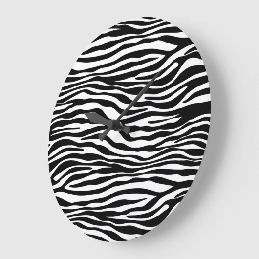 Zebra Print, Zebrastreifen, schwarz und weiß Große Wanduhr (Winkel)
