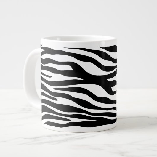 Zebra Print, Zebrastreifen, schwarz und weiß Jumbo-Tasse (Vorderseite Links)