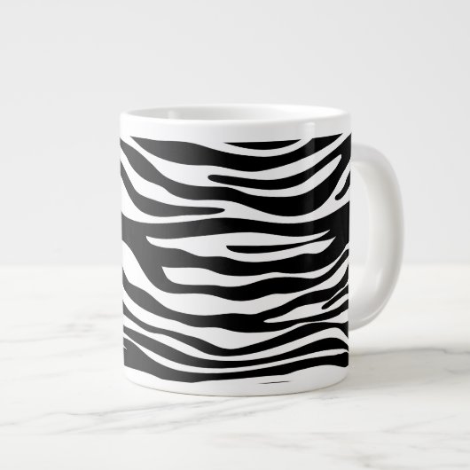 Zebra Print, Zebrastreifen, schwarz und weiß Jumbo-Tasse (Vorderseite Rechts)