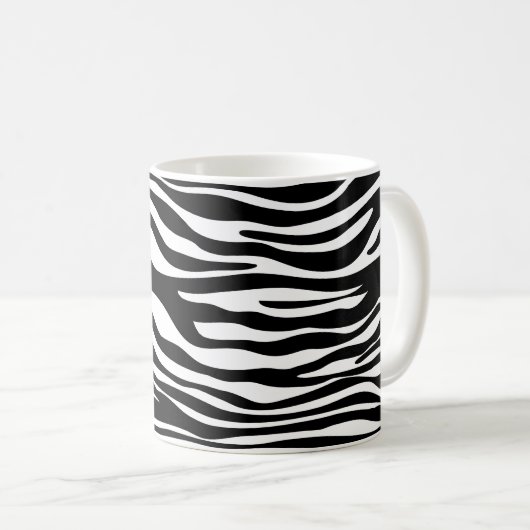 Zebra Print, Zebrastreifen, schwarz und weiß Kaffeetasse (VorderseiteRechts)