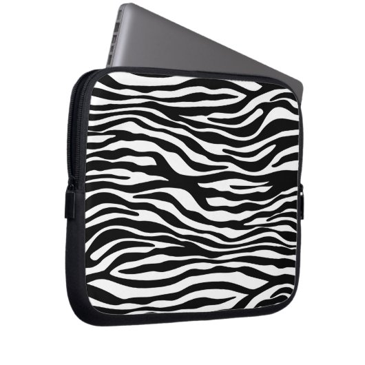 Zebra Print, Zebrastreifen, schwarz und weiß Laptopschutzhülle (Vorne Rechts)