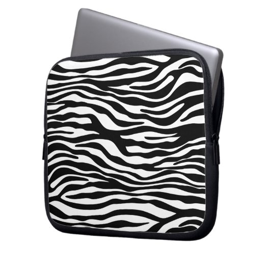 Zebra Print, Zebrastreifen, schwarz und weiß Laptopschutzhülle (Vorderseite Links)