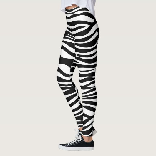 Zebra Print, Zebrastreifen, schwarz und weiß Leggings (Links)