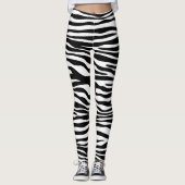 Zebra Print, Zebrastreifen, schwarz und weiß Leggings (Vorderseite)