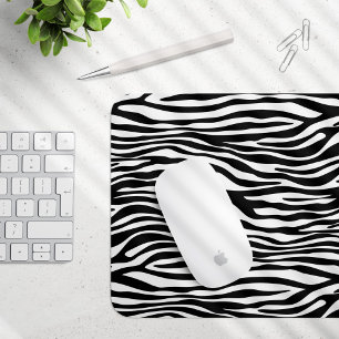 Zebra Print, Zebrastreifen, schwarz und weiß Mousepad