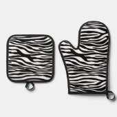 Zebra Print, Zebrastreifen, schwarz und weiß Ofenhandschuh & Topflappen-Set (Vorderseite)